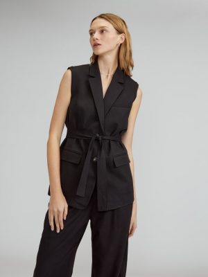 The Sleeveless Blazer in Buttersmooth | Black