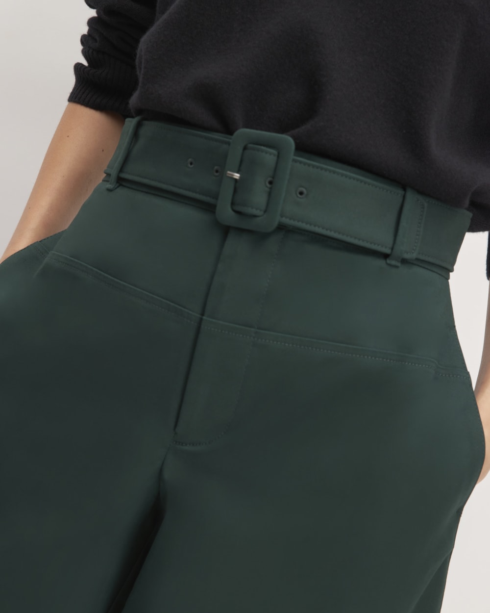 The Structured Cotton Belted Pant | Scarab - Image 4