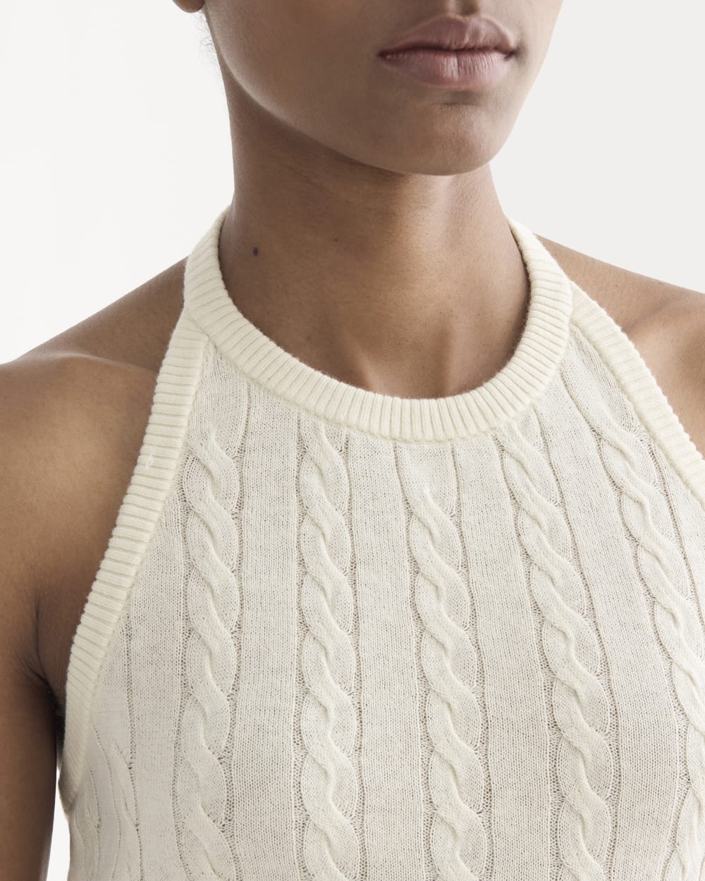 The Cable Halter in Cotton Cashmere | Birch - Image 4
