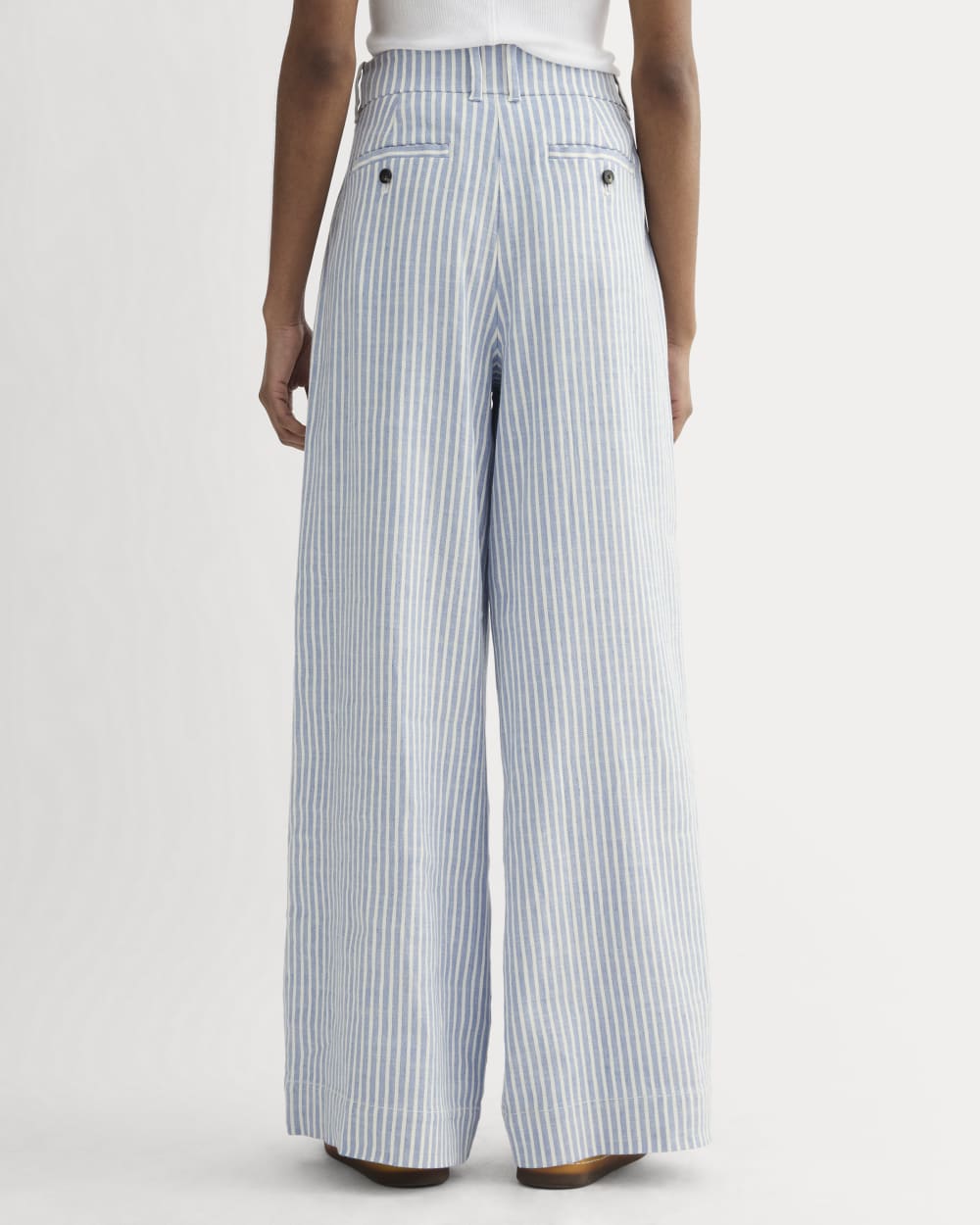 The Wide-Leg Pant in Stretch Linen | Bluebell / Bone - Image 5