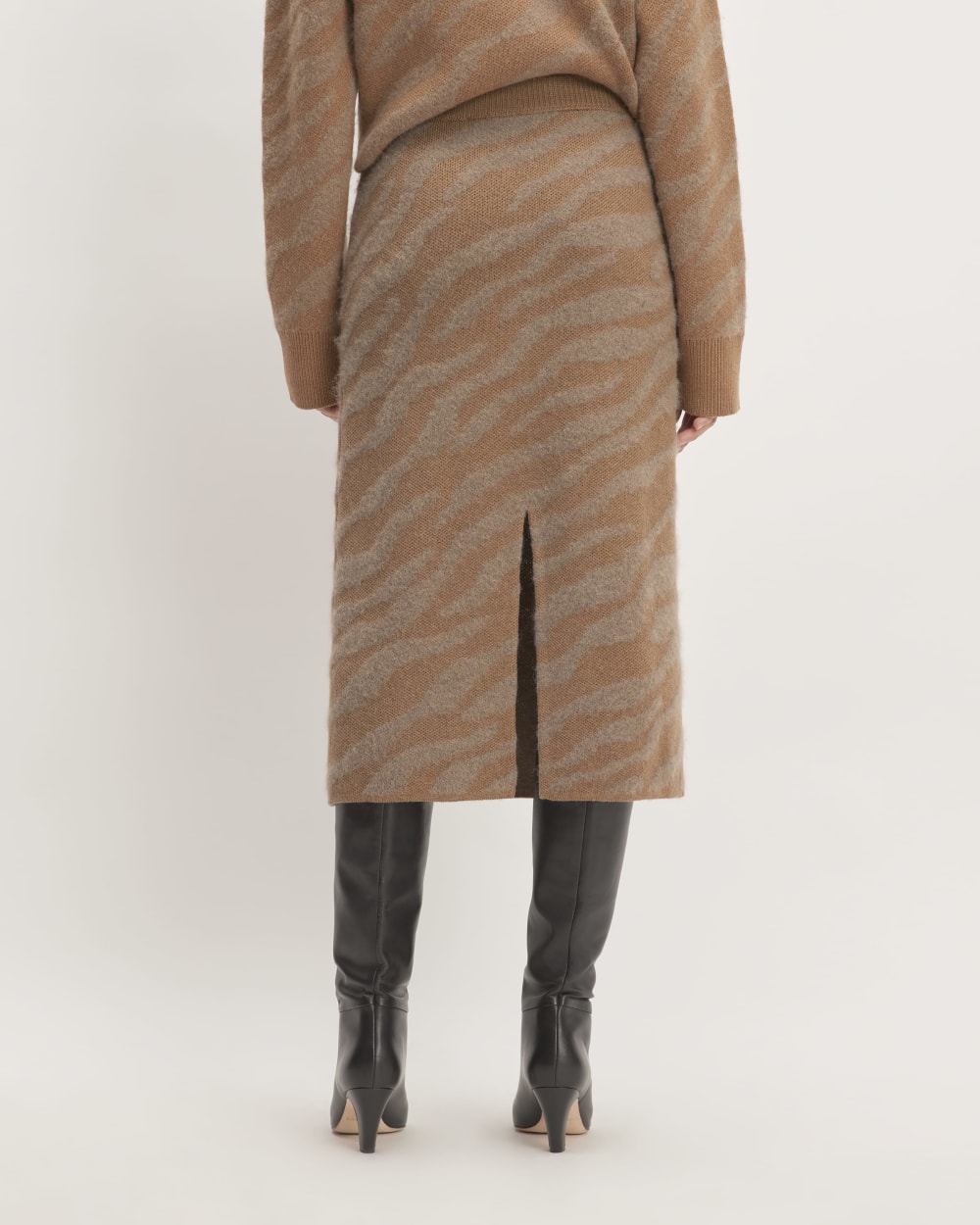 The Alpaca Tiger Jacquard Skirt | Camel / Medium Brown - Image 6