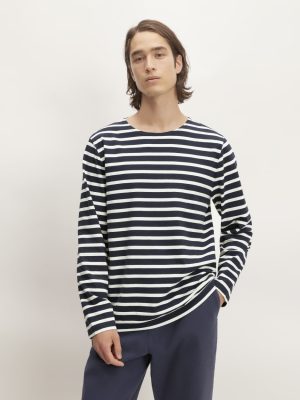 The Premium-Weight Long-Sleeve Mariner Tee |  Navy / Bone