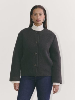 The Cocoon Coat in Wool | Heather Charcoal