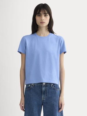 The Box-Cut Tee in Essential Cotton | Blue Opal | No Pocket