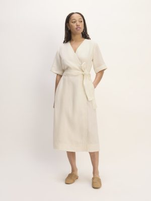 The Wrap Dress in Linen | Bone