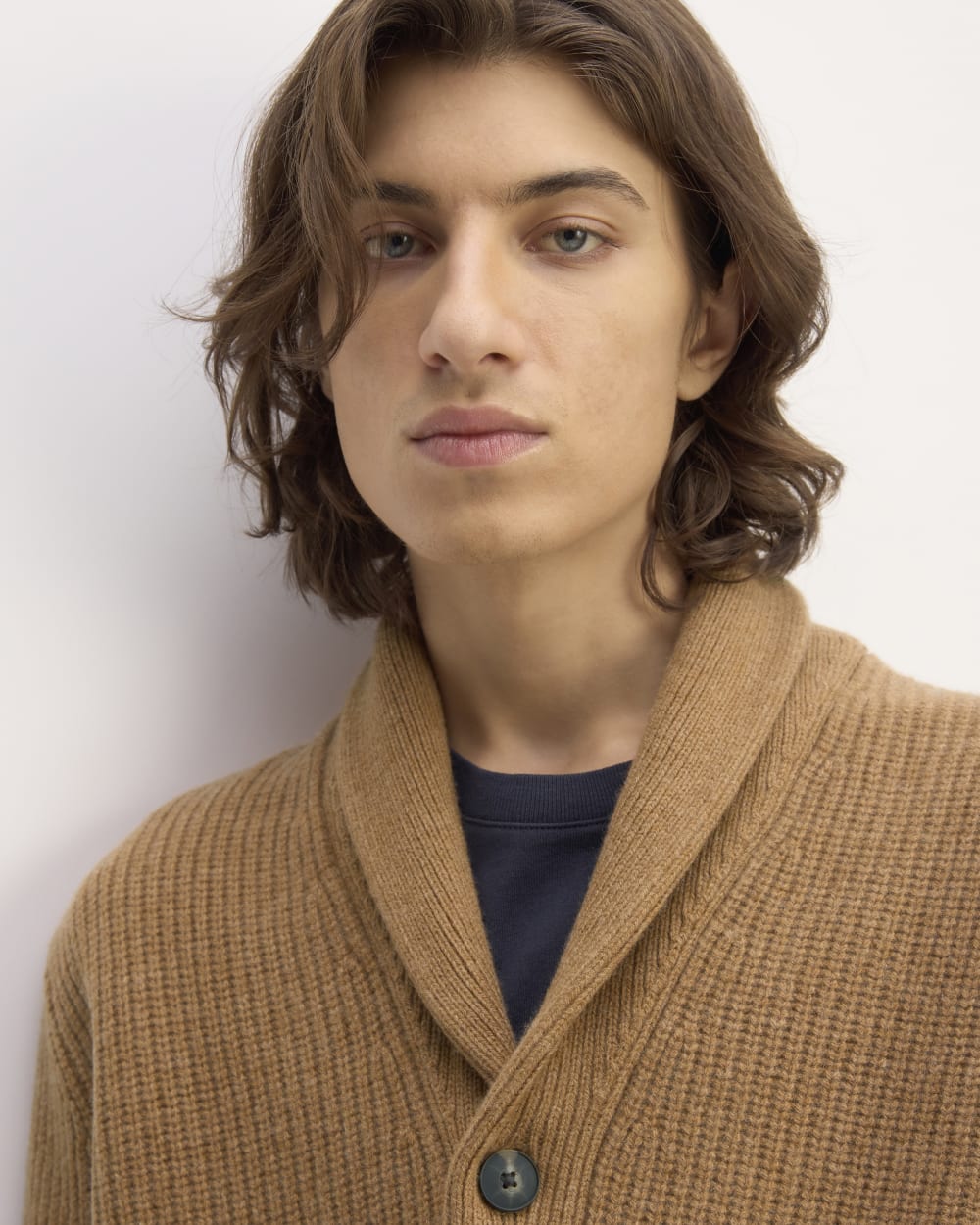 The Felted Merino Shawl Collar Cardigan | Deep Camel - Image 4