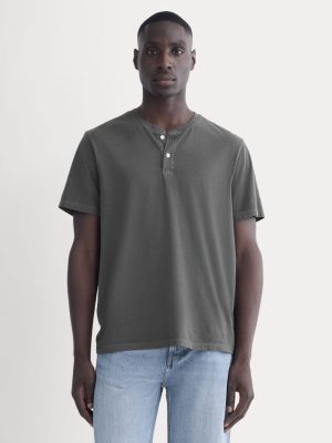 The Essential Organic Garment-Dyed Henley | Black