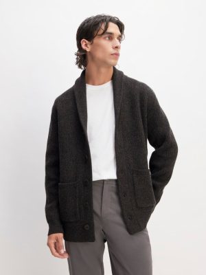 The Felted Merino Shawl Collar Cardigan | Charcoal