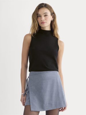 Cashmere Funnel-Neck Tank | Black