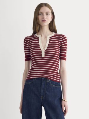 The Short-Sleeve Henley in Ultrasoft Merino | Merlot / Parchment