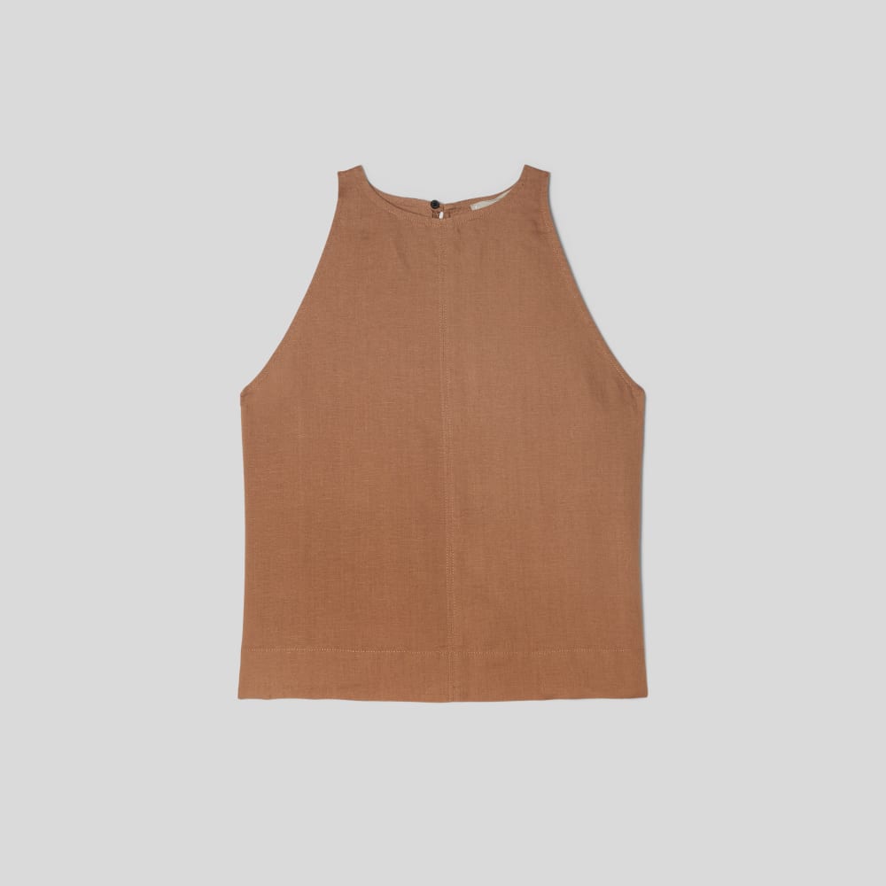 The Linen High-Neck Tank | Carob Brown - Image 2