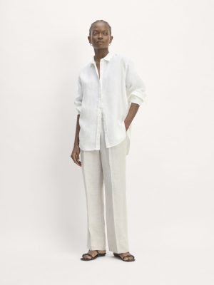 The Linen Easy Pant | Stone / White