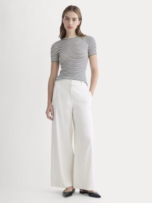 The Wide-Leg Pant in Stretch Linen | Natural Chambray