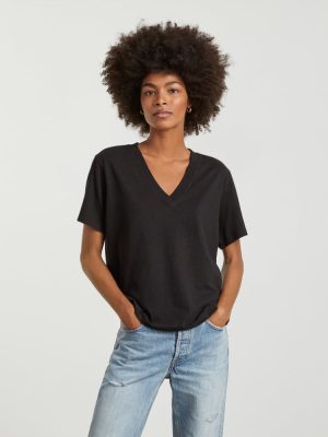 The Vintage V-Neck Hemp Tee | Black