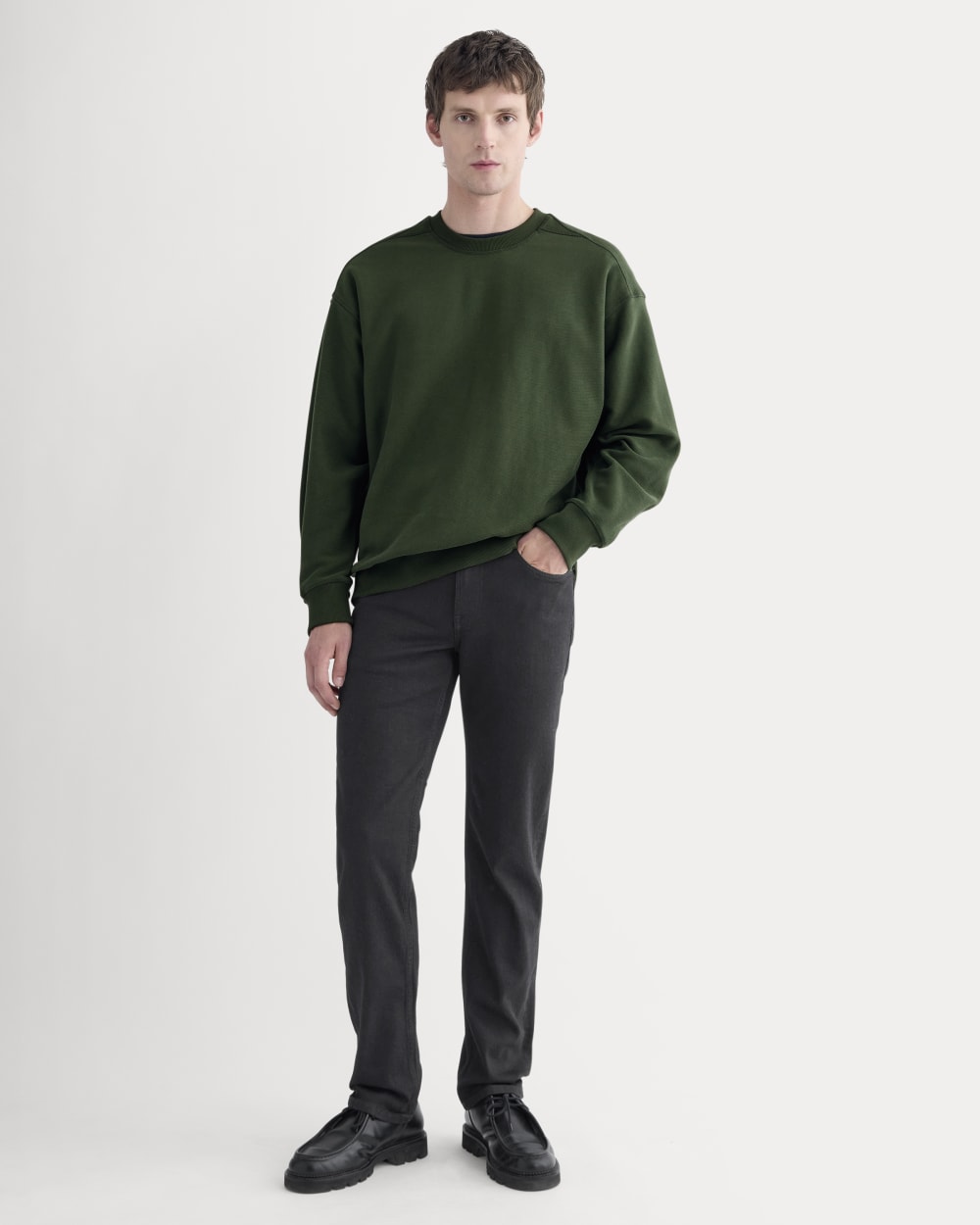 Twill Terry Jacquard Crew Sweatshirt | Dark Forest - Image 3