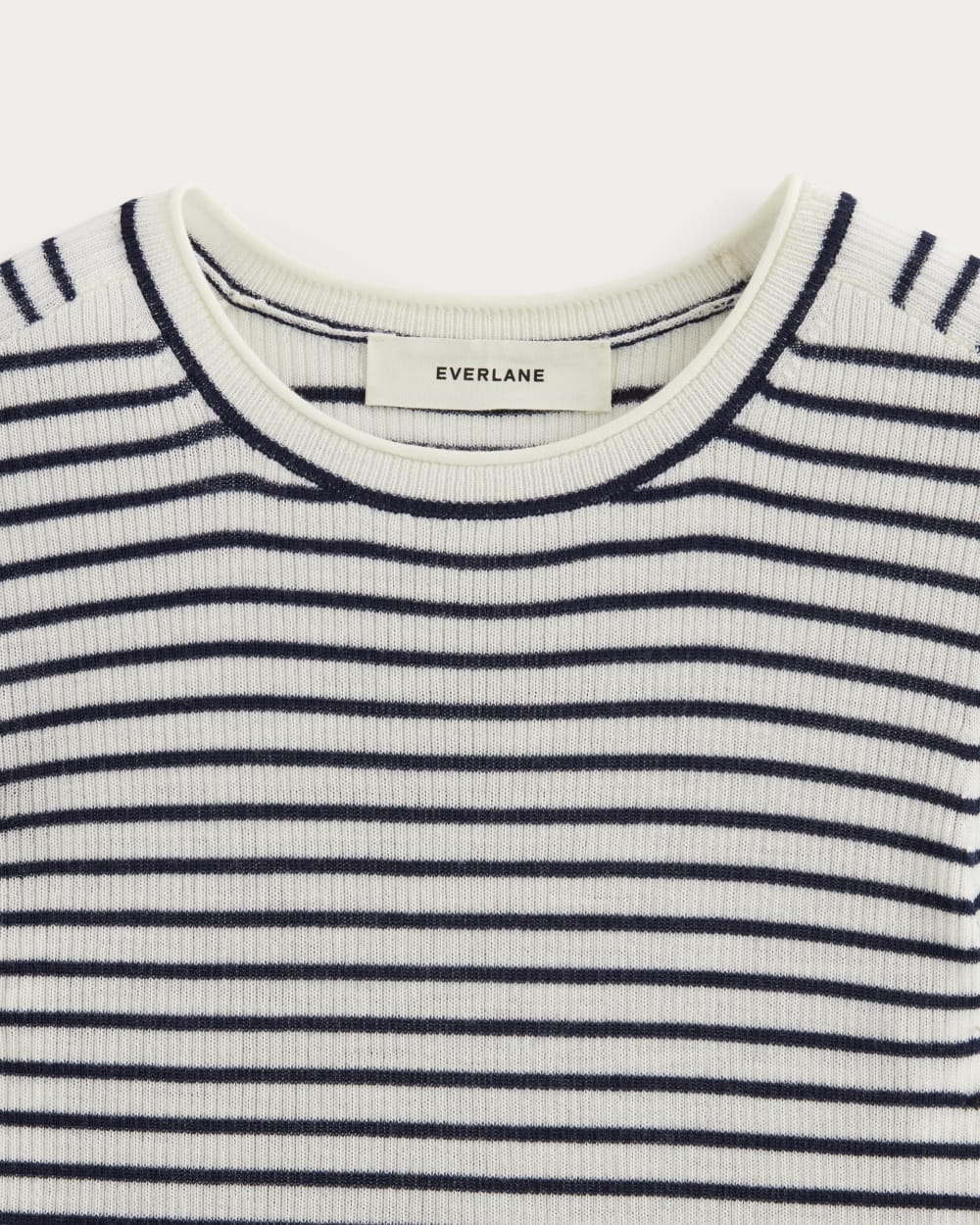 The Sweater Tee in Ultrasoft Merino | Bone / Navy - Image 7