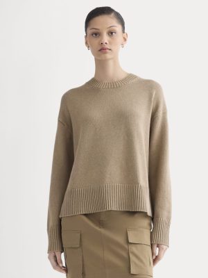 The Boxy Sweater in Everyday Cotton | Dark Heathered Camel