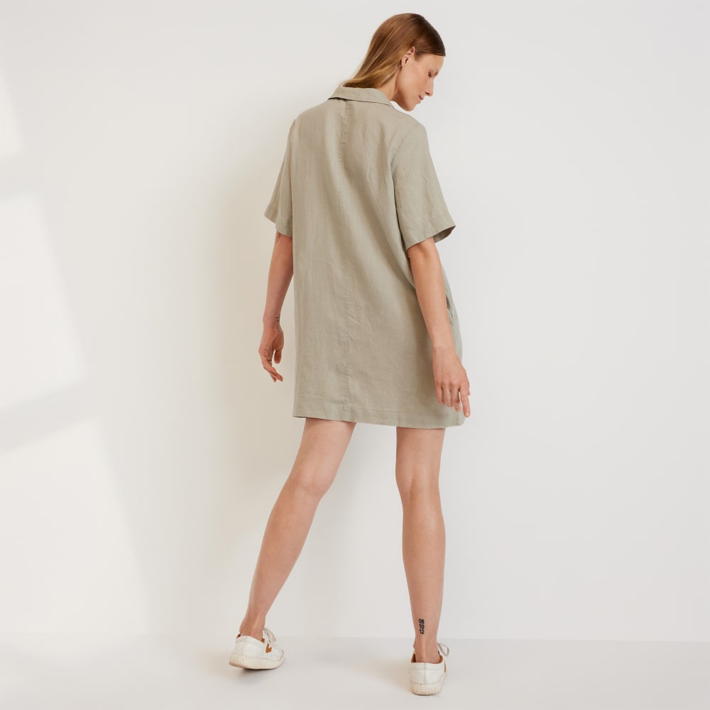The Linen Workwear Dress | Seagrass - Image 3