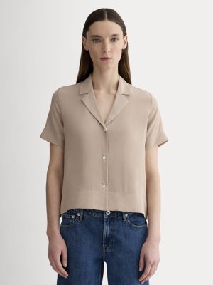 The Notch Shirt in Washable Silk | Burnt Sugar