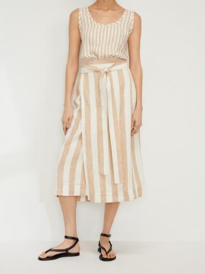 The Linen Wrap Skirt | Bone / Caramel