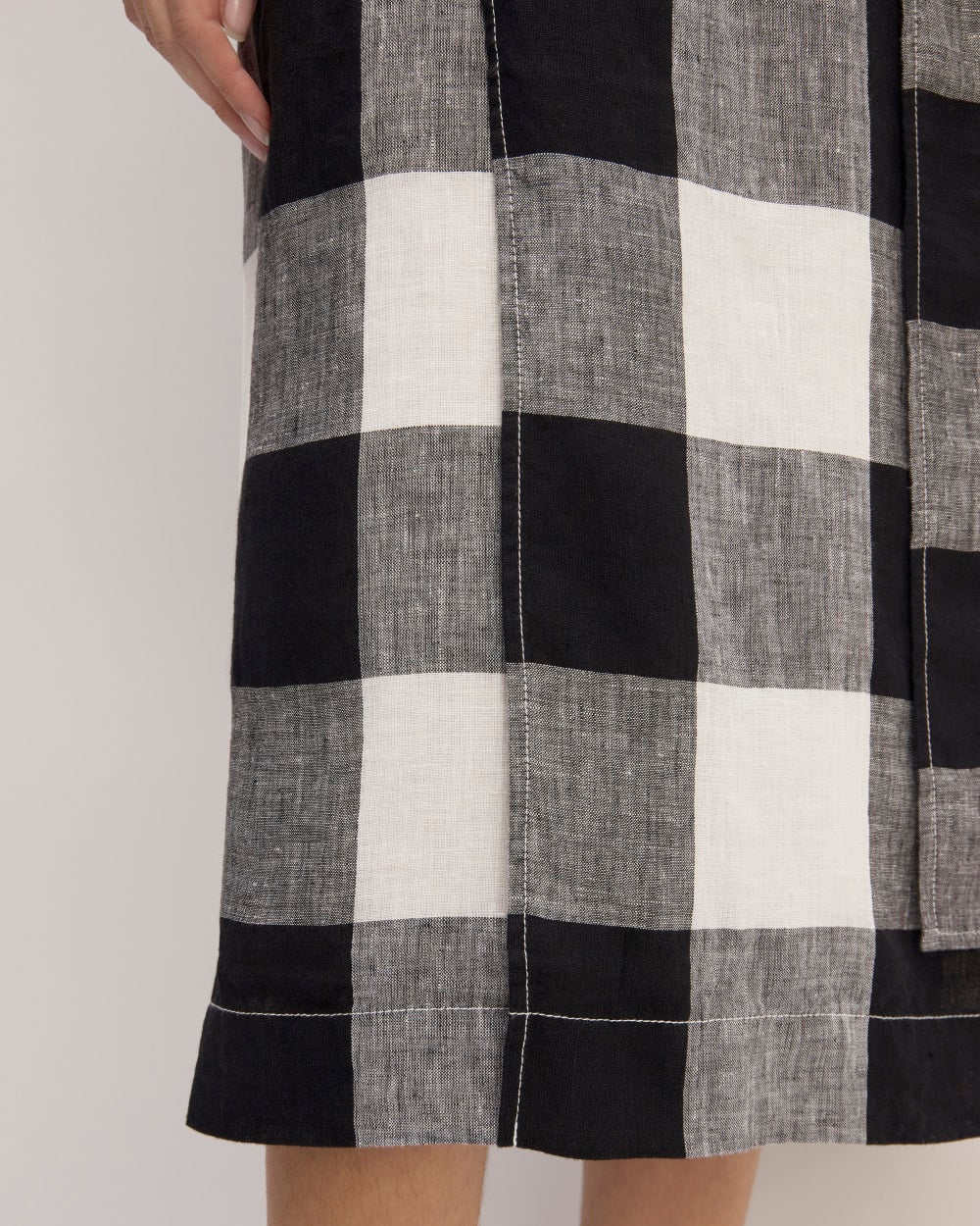 The Linen Wrap Skirt | Bone / Black Check - Image 5