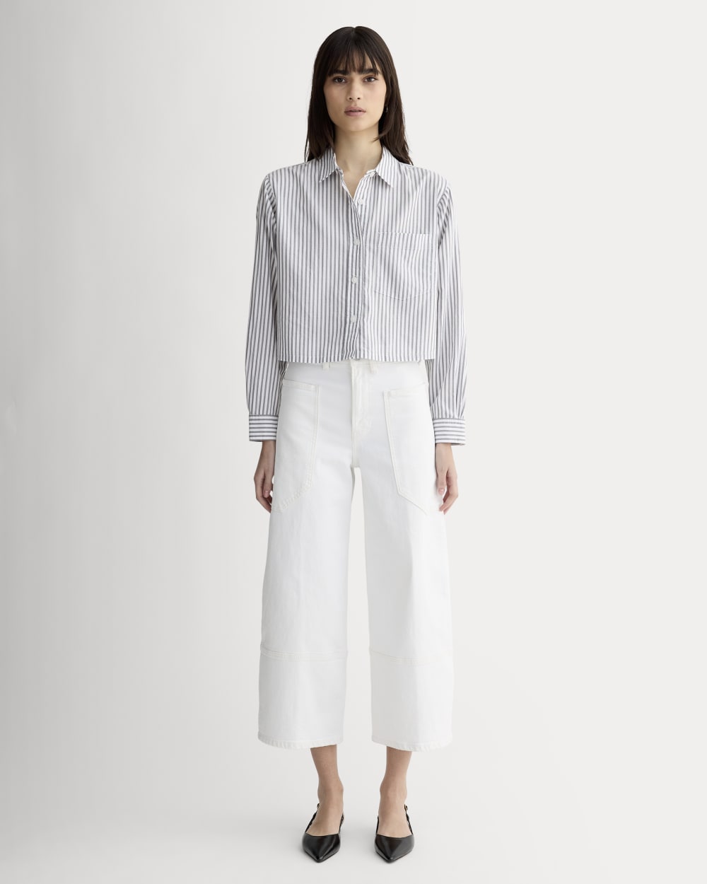 The Way-Short Shirt in Silky Cotton | Periscope / Bone - Image 3