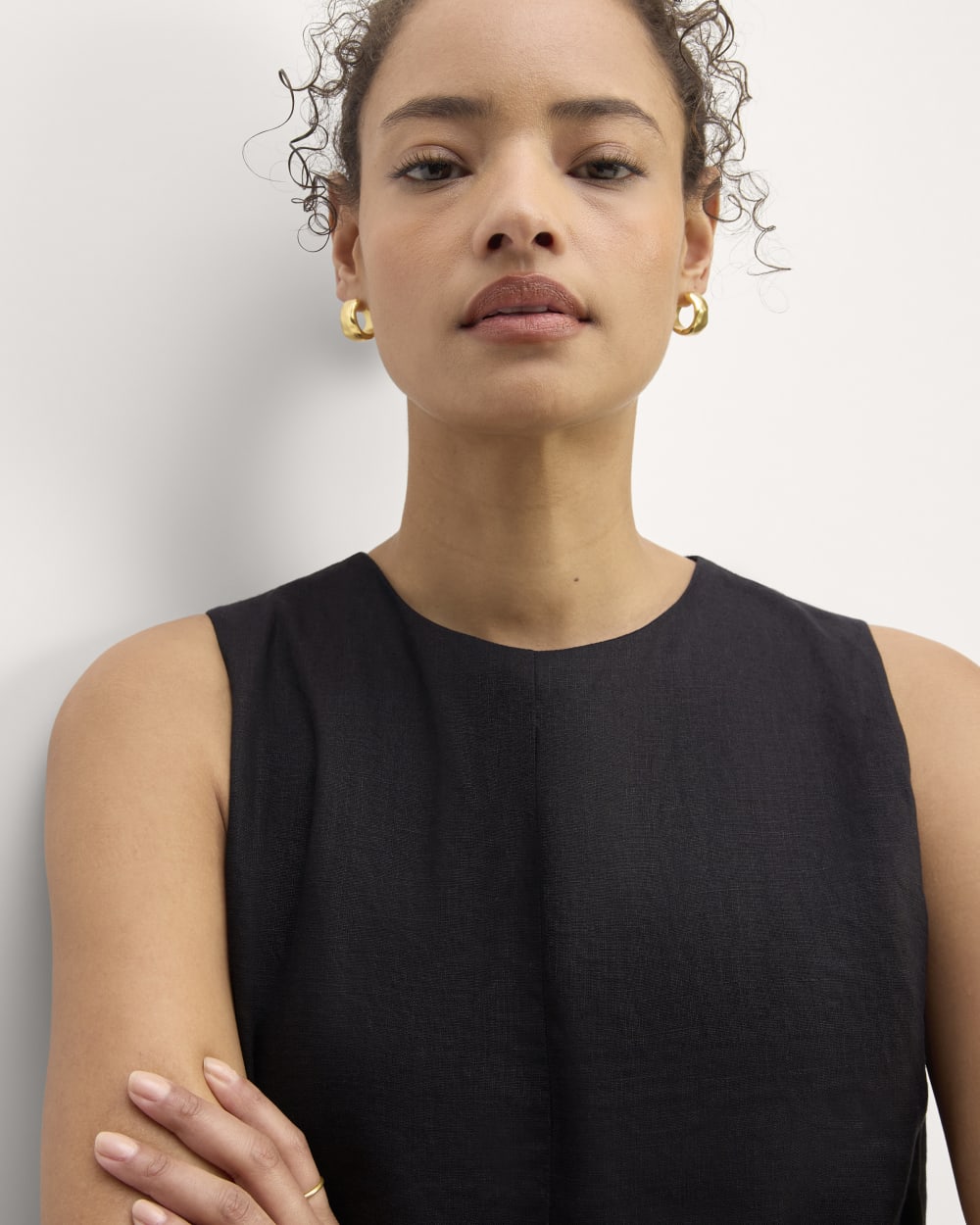 The Linen Belted Midi Dress | Black - Image 3