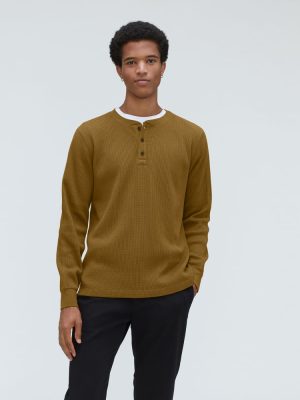 The Waffle Long-Sleeve Henley Tee | Tapenade