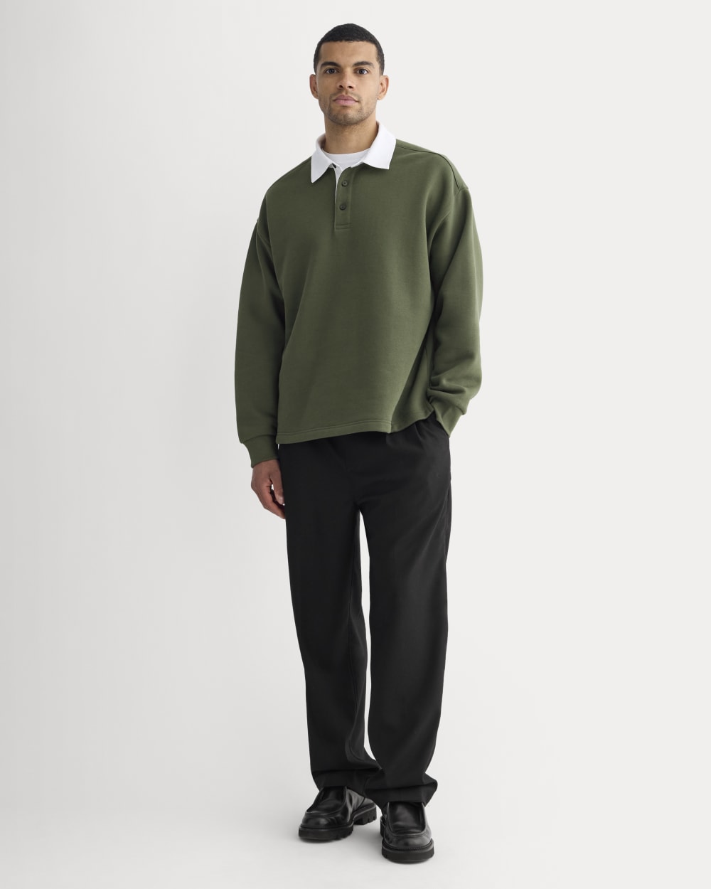 Luxe Fleece Rugby Polo | Dark Forest - Image 3