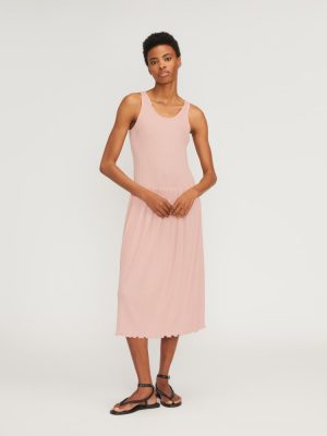 The Rib Soft Knit Scoop-Neck Dress | Petal Pink