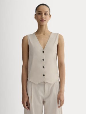 The Vest in Stretch Linen | Birch