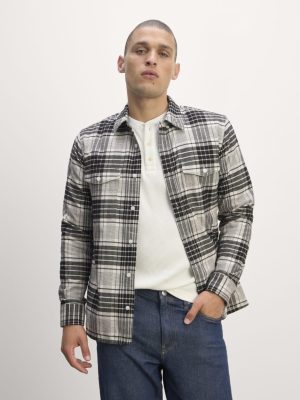 The Brushed Flannel Shirt | Light Heather Oat / Black