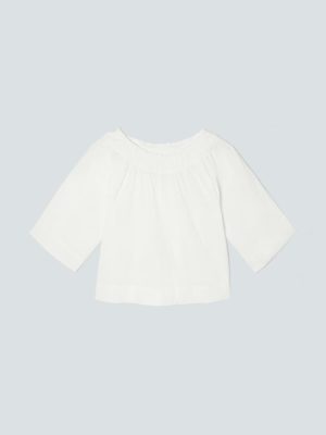 The Seersucker Gathered Tee | White