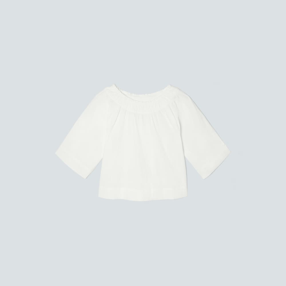 The Seersucker Gathered Tee | White