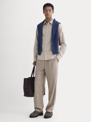 Pleated Trouser in Tailor Twill | Light Taupe