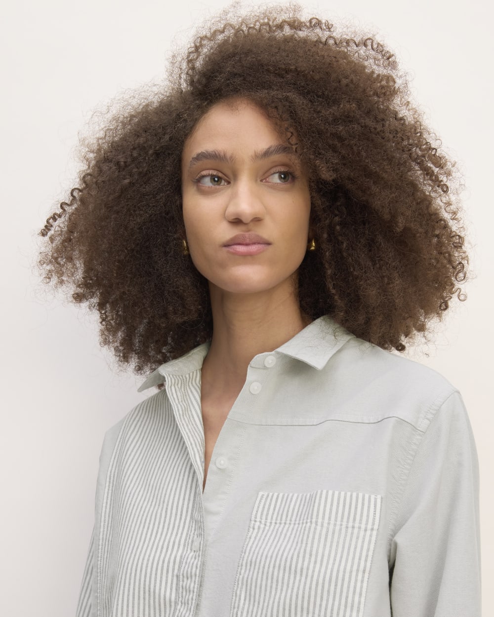The Everlane x Marques' Almeida Patchwork Relaxed Shirt | Grey Stripe Patchwork - Image 4