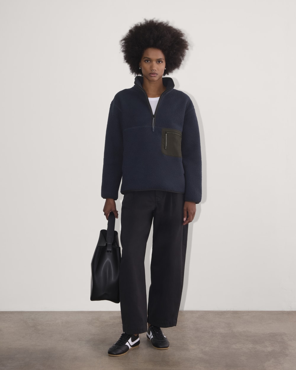 The ReNew Fleece Oversized Half-Zip | Navy - Image 4