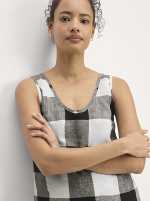 The Scoop Tank in Linen | Bone / Black Check