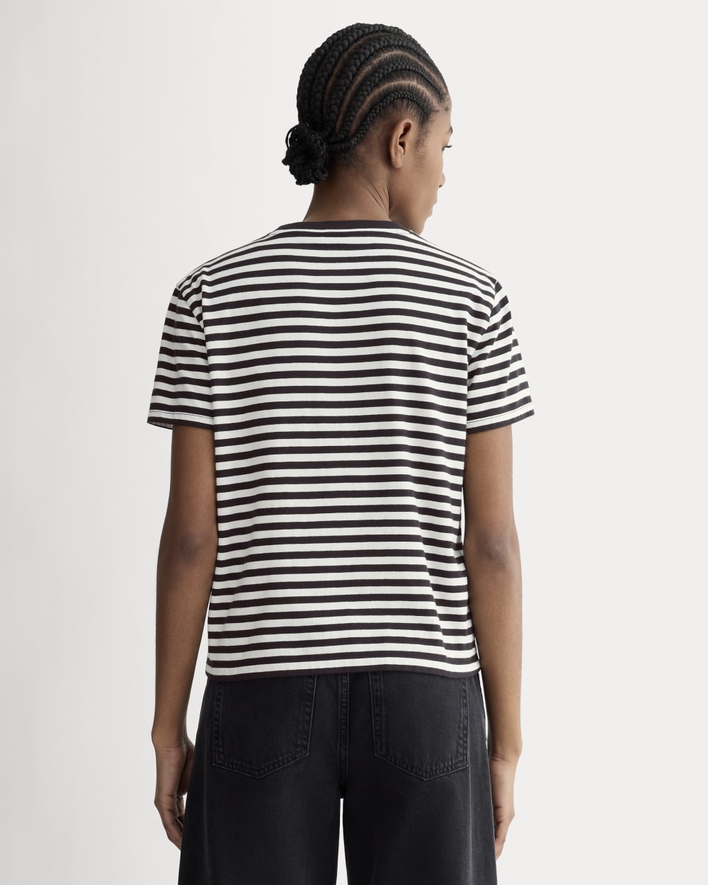 The Box-Cut Tee in Essential Cotton | Black / Bone | No Pocket - Image 4