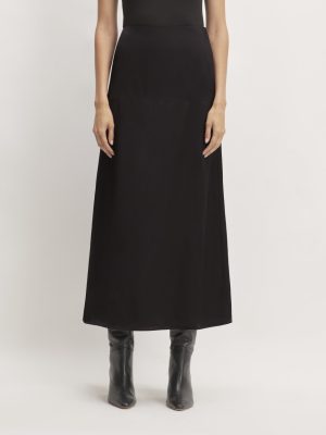 The Hammered Satin Slip Skirt | Black