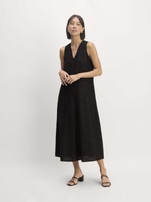 The Linen Eyelet Maxi Dress | Black Eyelet