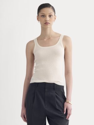The Light Ribbed Cami in Ultrasoft Merino | Parchment