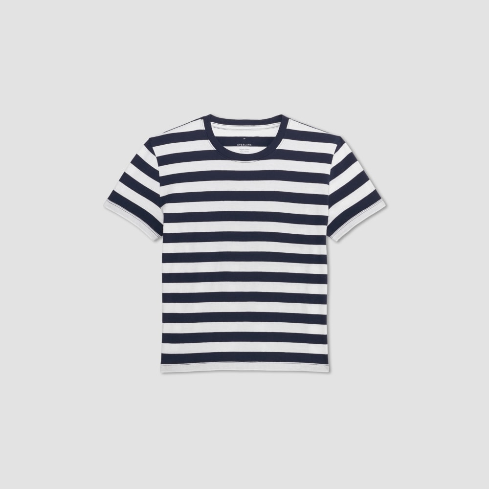 The Box-Cut Tee in Essential Cotton | Navy / Canvas | No Pocket - Image 2