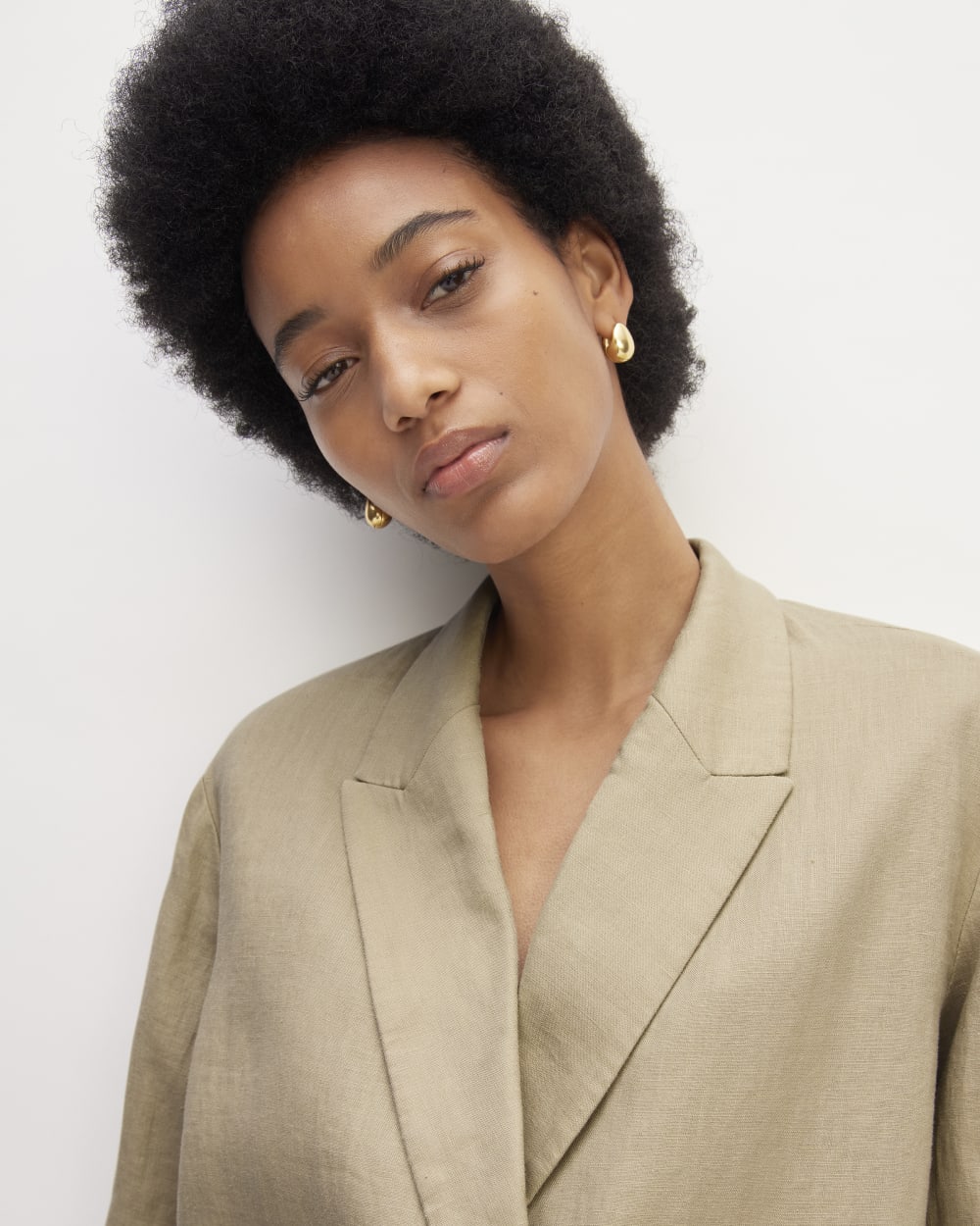The Linen Double Breasted Blazer | Trench Coat Khaki - Image 4