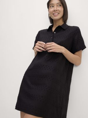 The Linen Eyelet Shirtdress | Black Eyelet