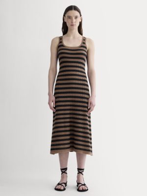 The Crochet Knit Tank Dress | Mocha / Black