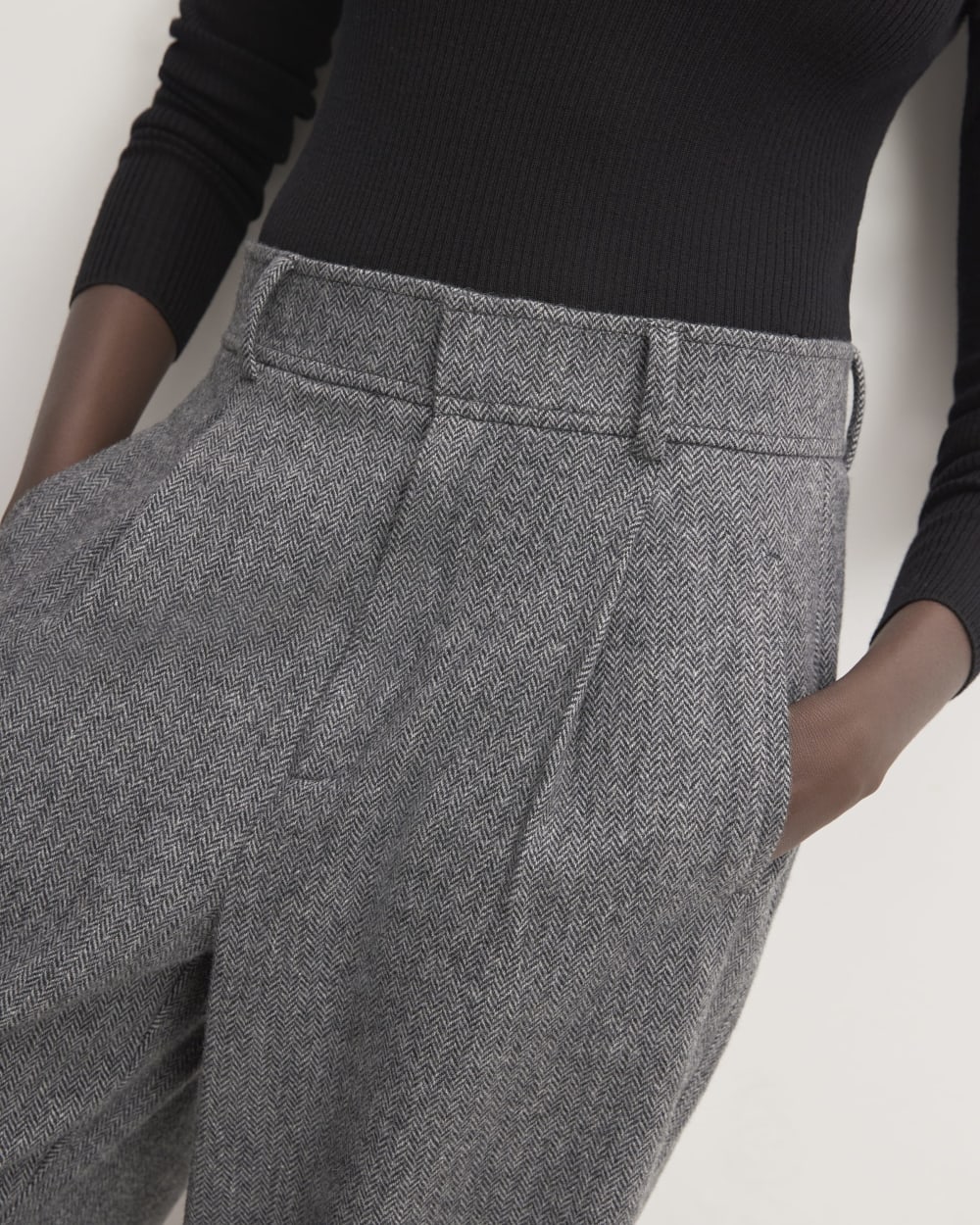The ReWool® Way-High Drape Pant | Grey Herringbone - Image 4