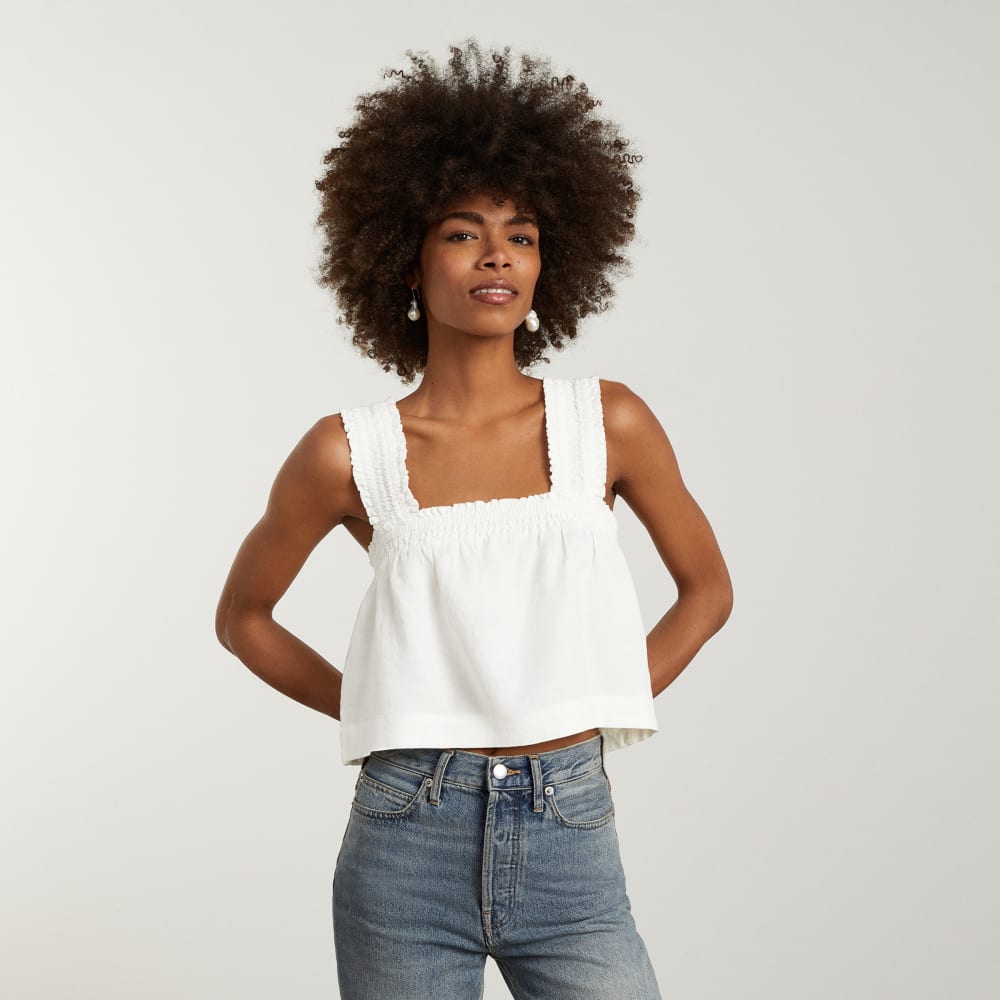 The Smocked Linen Cami | White - Image 2