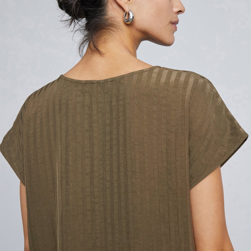 The City Stripe V-Neck Top | Beech - Image 5