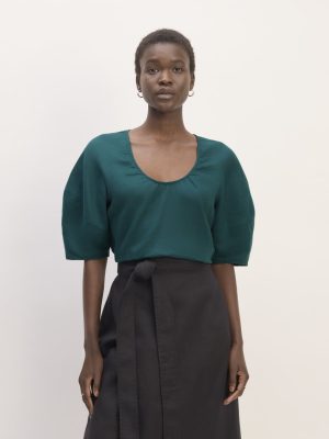 The Scoop Top in Linen | Dark Sea